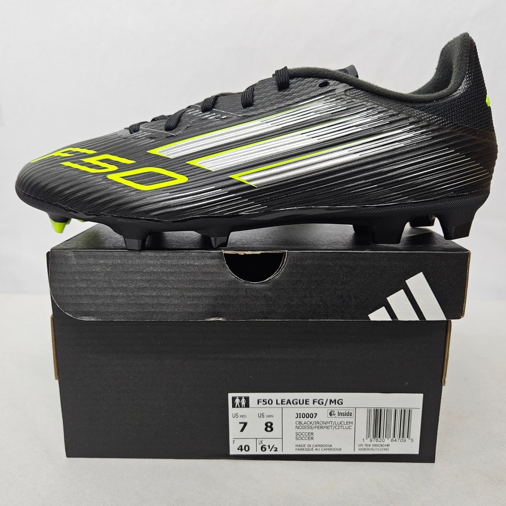 Adidas F50 League FG MG Soccer Cleats JI0007 Black Lucid Lemon Mens Size 7